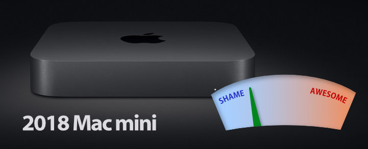 2018 Mac mini next to a Shame meter